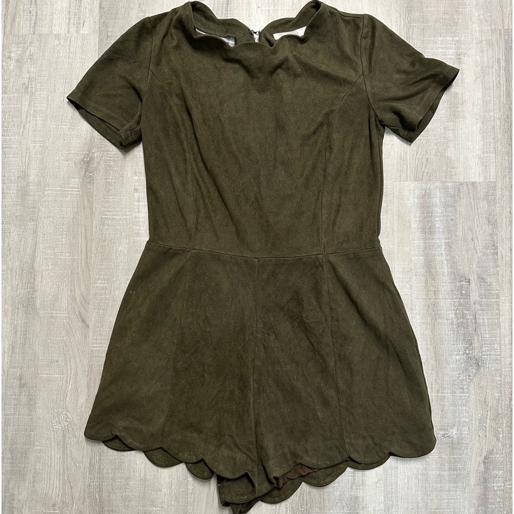 Peach Love California - Olive Suede Romper
